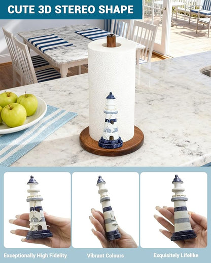 Lighthouse Paper Towel Holder, Nautical Coastal Beach Ocean Decor