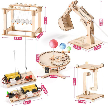 STEM Science Kits for Kids Ages 8-12 8-10, Wood Building Crafts Kits for Boys 6-8, STEM Toys for Boys Age 8-12 6 7 10 11 13 Years Old Gifts, Engineering Experiment Projects, 3D Wooden Puzzles 8-13