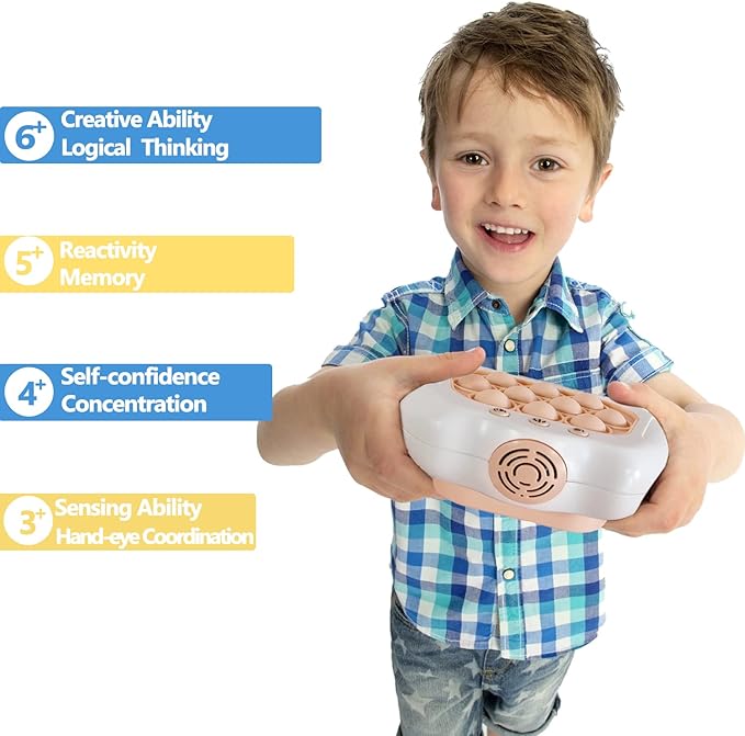 Pop The Target! Handheld Speed Push Game Machine: A Fun Multiplayer Game for Family. Sensory Fidget Toy Christmas Toys Gifts for 6 7 8 9 10 11 12 Years Old Kids Road Trip Car Games Kids White
