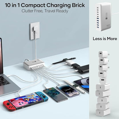 USB C Charger Hub 450W, 10 Ports Charging Station