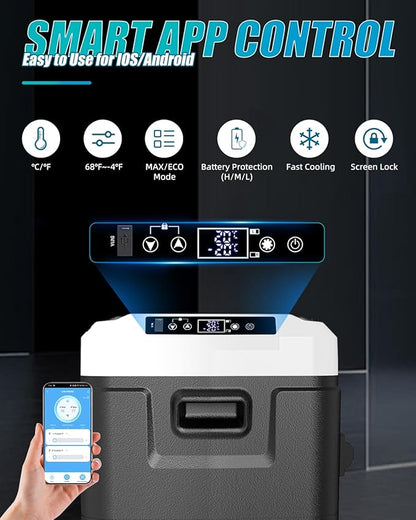 Electric Cooler with Battery 12V 52 Quart Car Refrigerator Dual Zone Dual Door