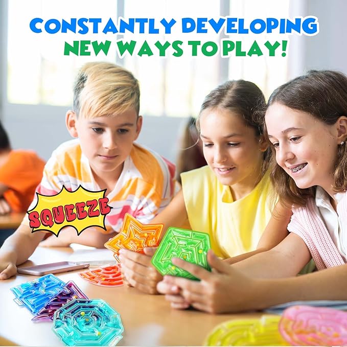 Sensory Fidget Toys for Kids: 8 Pack Gel-Filled Maze Squeeze for Children - Calming Autism Toys for Classroom