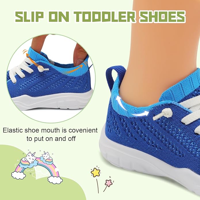JIASUQI Toddler Shoes for Boys Girls Slip on Sneakers Wide Toe Walking Shoes Toddler Sock Shoes