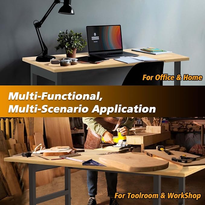 48''x24 Solid Wood & Heavy-Duty Work Bench Workbench, Adjustable Height Work Table, 2000 LBS Capacity Workstation Work Benches for Garage, Workshop, Repair Shop
