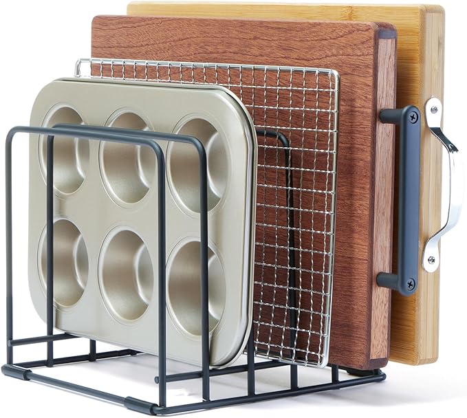 Cutting Board Organizer, Kitchen Cabinet Organizer, Divided Rack