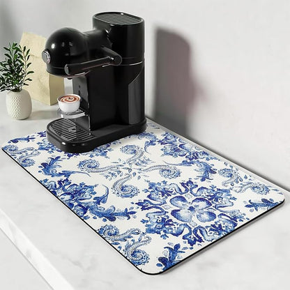 Bloss Dish Drying Mat, Kitchen Counter Mats, Absorbent Hide Stain Rubber Backed