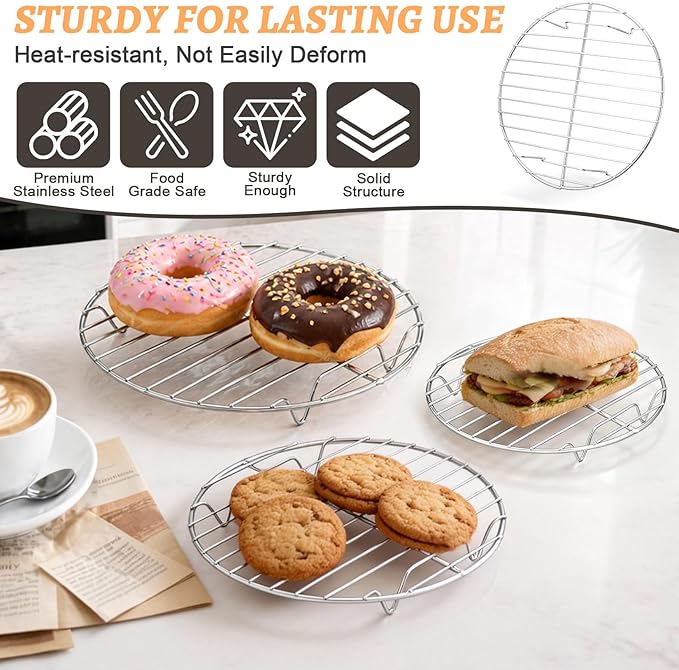 P&P CHEF Round Cooking Rack, Fits Air Fryer/Stockpot/Pressure Cooker/Round Cake