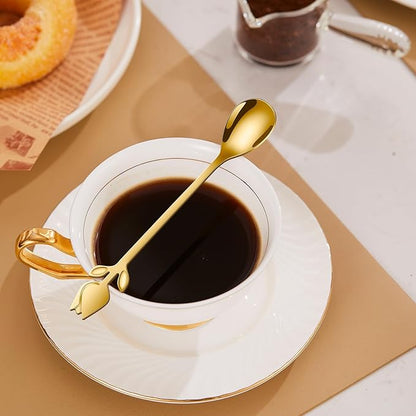 Gold Tulip/Rose Handle 12-Pcs Mini Coffee Spoons Set