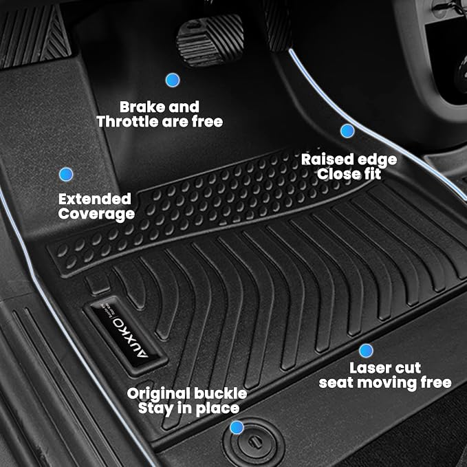 Auxko All Weather Floor Mats for 2018-2025 2026 Ram ProMaster 1500/2500/3500 TPE Rubber Liners Accessory for 2018-2025 2026 Ram ProMaster 1500/2500/3500 Odorless Anti-Slip Mats Black