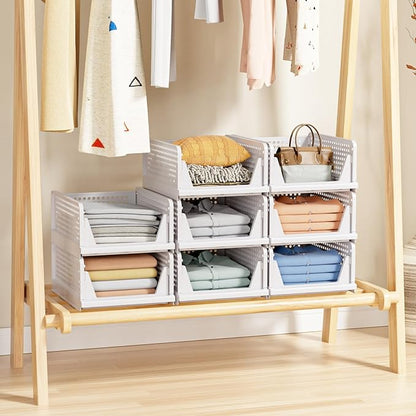 5 Pack Stackable Closet Storage Basket
