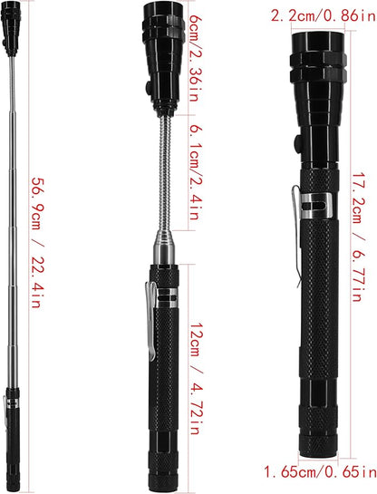 Magnetic Telescopic Elastic Neck Picking Tools, Portable Expandable Magnetic Telescopic LED Flashlight Magnetic Pickup Tools Work Lights Flashlight Magnetic, Outdoor Multi-Purpose Flashlight