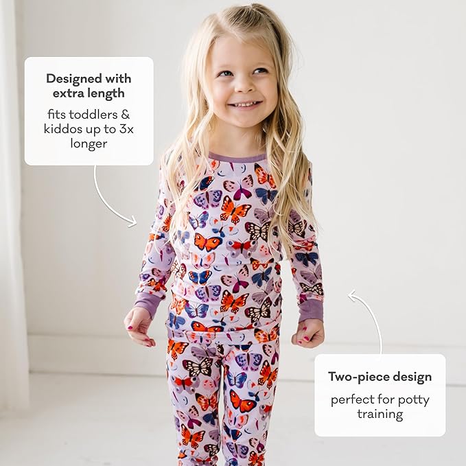 Little Sleepies Two-Piece Pajama Set for Boys & Girls, Soft Viscose from Bamboo Toddler Pajamas for Kids, Family Matching PJs