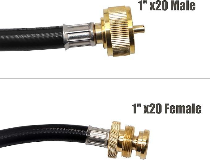 LONGADS Packs of 2 (12 FT) Propane Torch Extension Hose for Propane Tree Distribution Tree Post, T and Y Connector. 1inch × 20 Female Throwaway Cylinder Thread, 1inch × 20 Male Connector