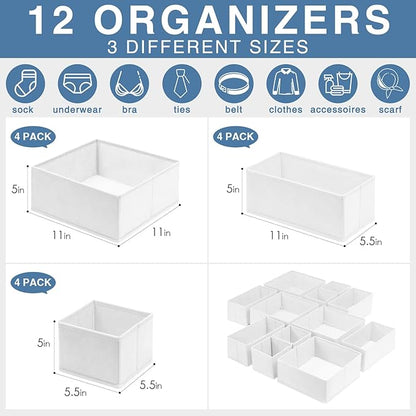 Criusia Drawer Organizer Clothes 12 Pack