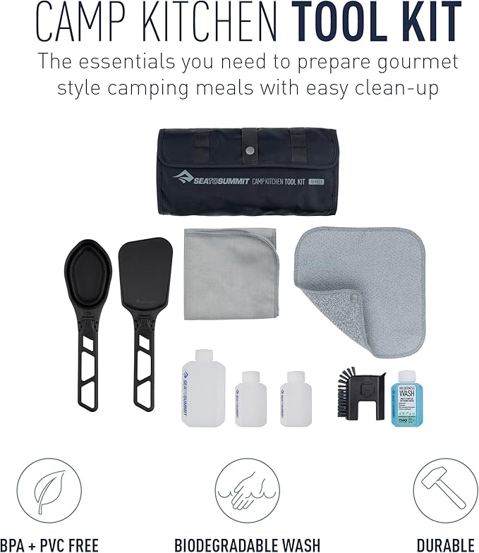 Sea to Summit Camp Kitchen Tool Kit 10-Piece Cooking Utensil and Clean-Up Kit