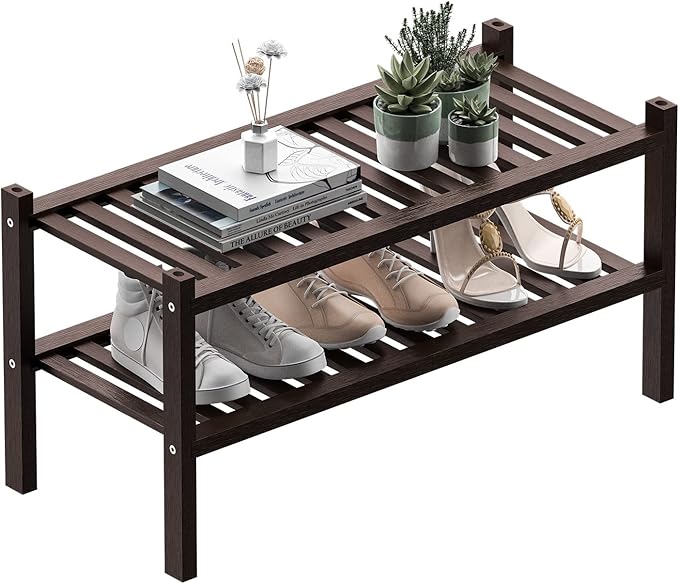 ROMGUAR CRAFT 2 Tier Bamboo Shoe Rack
