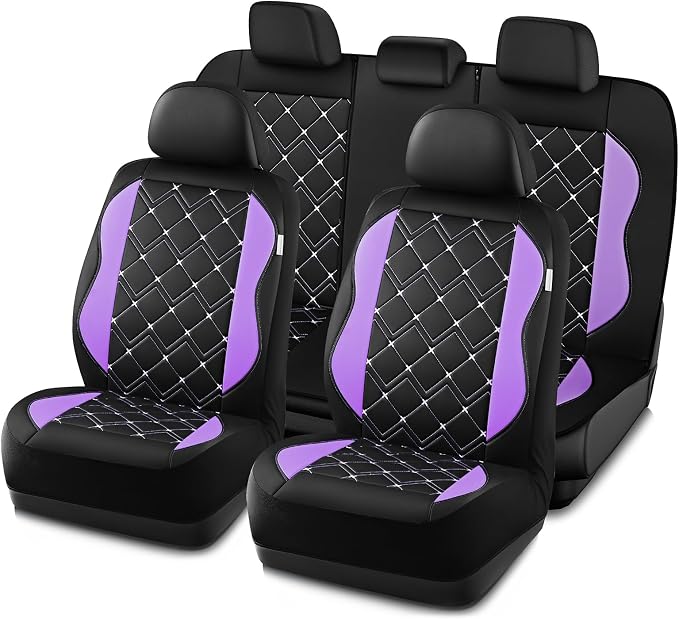 Road Comforts Seat Covers, Premium Leather Car Seat Covers Full Set for Women Girls,Airbag Compatible, Automotive Seat Covers Universal Fit Most Cars,Vans,Truck,SUV