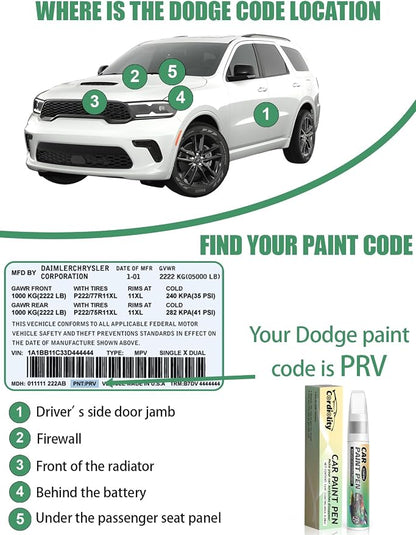 Redeye(PR6/ZR6) Touch Up Paint Pen for Dodge,Car Paint Scratch Repair Pen Quick and Easy Fix Auto Paint Scratch