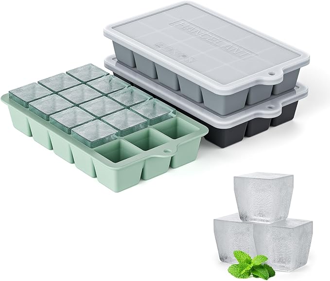 Silicone Ice Cube Tray 3 Pack, HANCELANT Ice Cube Mold, Ice Trays