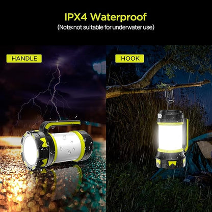Rechargeable Flashlights Camping Lantern,6 Modes LED Bright Flashlight 3000mAh Battery, IPX4 Waterproof, Emergency Flashlight Lantern for Outdoorï¼?Hurricane, USB Cable Included-1 Flashlight