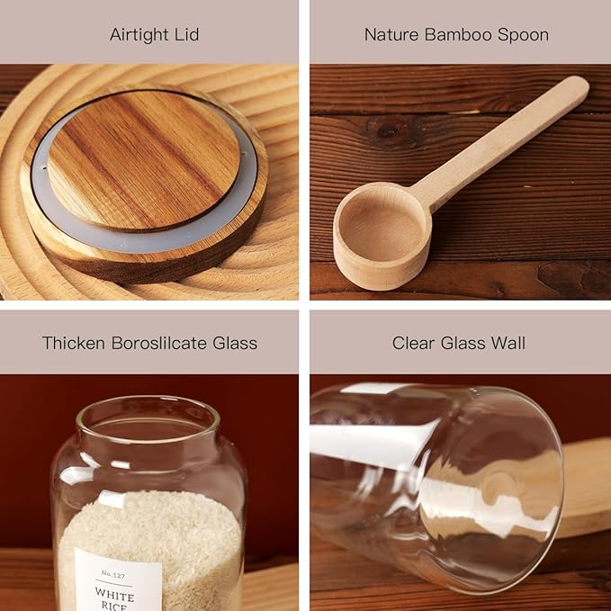 2 PCS Large Glass Jar with Airtight Lid, Glass Food Storage Jars for Tea,Spice,Cereal, Egg,Flour,Coffee and More(98 FL OZ/2800 ml)