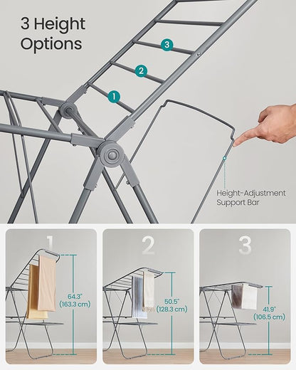 SONGMICS Clothes Drying Rack, Foldable 2-Level Laundry Drying Rack,
