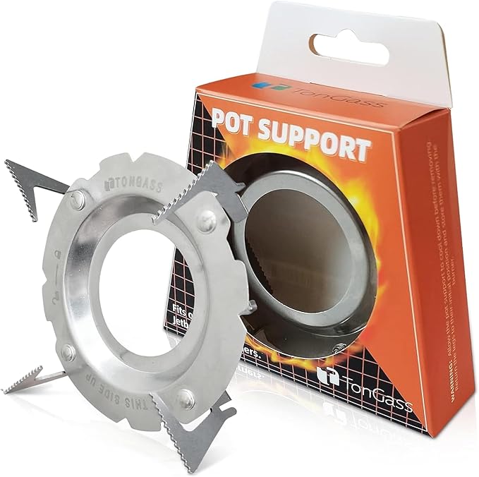 TonGass Camping Stoves Pot Support Compatible with Jetboil Stove Pots Support Stainless Steel Portable Camp Pot Stand for Jetboil Burner Replacement, Can Accommodate Up to 9" Skillets or 2L Cook Pots