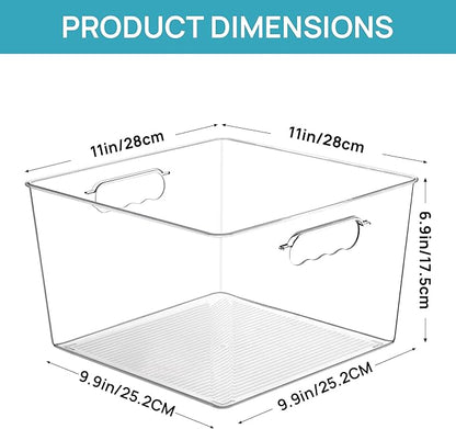 Vtopmart 10 Pack Extra Large Clear Plastic Storage Bins, 11x11 Cube Acrylic
