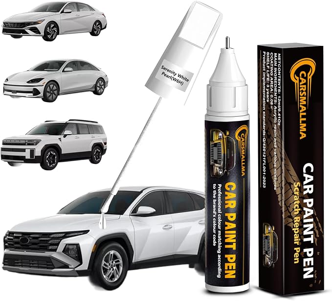 W6H Serenity White Pearl Car Touch Up Paint for Hyundai, Color Accurate Car Paint Scratch Repair Pen Kit Quick & Easy Fix Vehicle Chips and Automotive Nicks Scuff