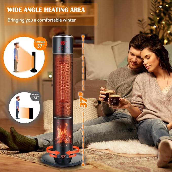 Portable Electric Space Heater for Large Room 37" Ceramic Tower Heater