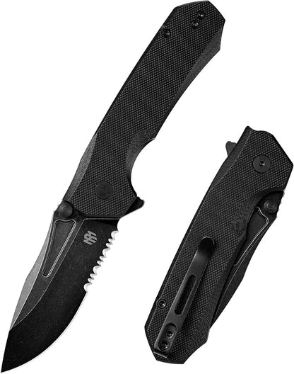 EDC Pocket Knife Rhino,3" D2 Steel Blade Durable G10 Handle, Folding Pocket Knives with Reversible Pocket Clip, Sharp Camping Hiking Pocket Knife for Men