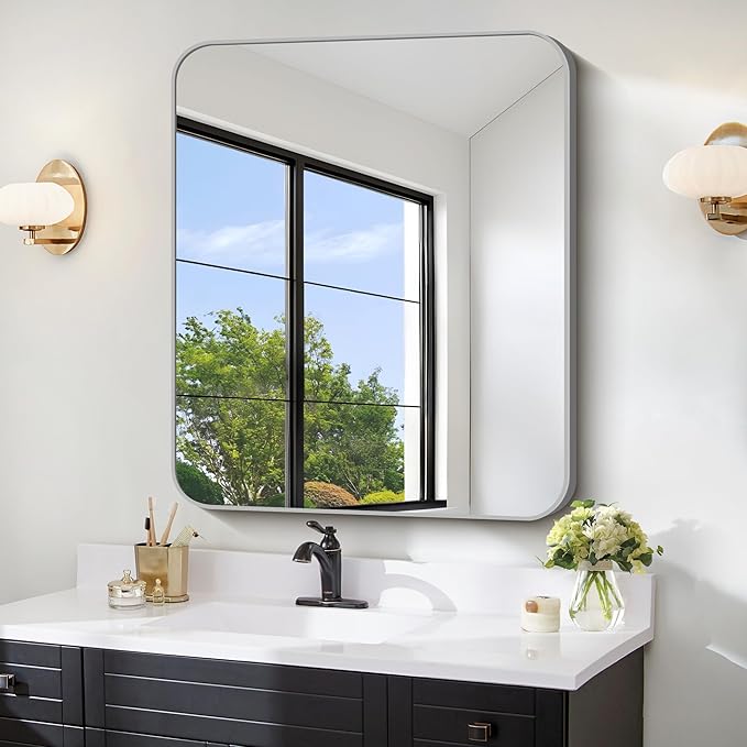 FORBATH 30x36 Inch Silver Bathroom Mirror