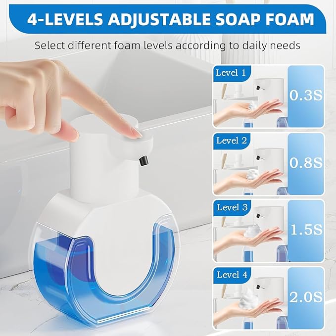 2Pack Automatic Soap Dispenser Touchless, Rechargeable Foaming Soap Dispenser