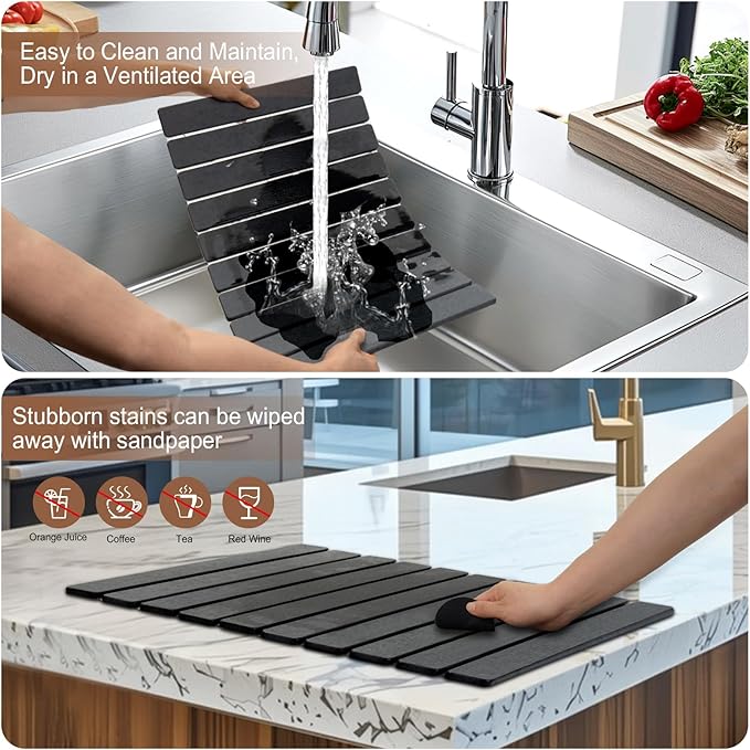 Stone Drying Mat for Kitchen Counter, Stone Bath Mat, Quick Drying Fast