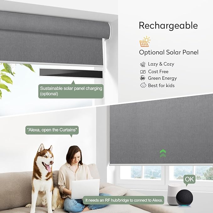 Zshine Motorized Blackout Window Blinds Customize Width Remote Control Wireless