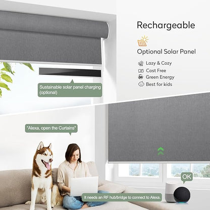 Zshine Motorized Blackout Window Blinds Customize Width Remote Control Wireless