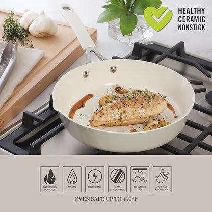 Martha Stewart Heathland 9.5 Inch Aluminum Cookware Non-Toxic Premium Ceramic