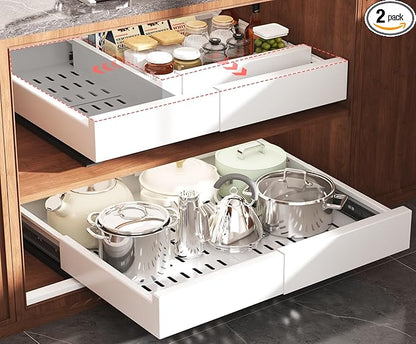 Seinloes 2 Pack Pull Out Cabinet Organizer Expandable Width and Depth, Slide