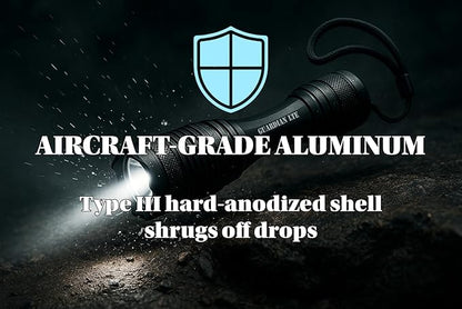 Guardian LTE Tactical Flashlight, 500 Lumens, Zoom?‘Focus, Water?‘Resistant IPX5, 5 Modes (High/Med/Low/Strobe/SOS), Dual?‘Power: 3×AAA (Included) or Rechargeable, Type III Aluminum, 5.5" Compact
