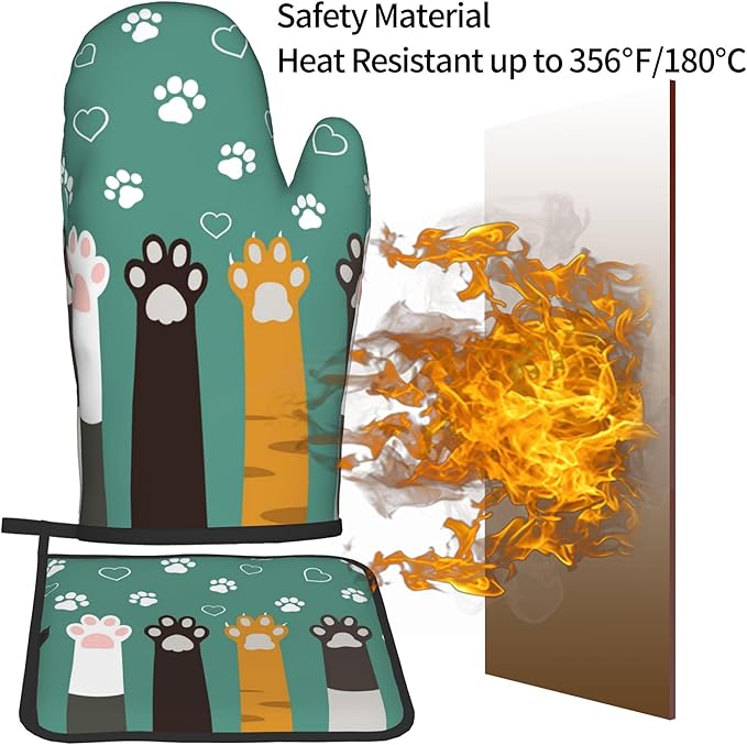 Cat Oven Mitt Potholders Sets