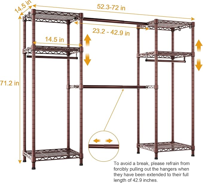 Ulif E7 Garment Rack, Heavy Duty Clothes Storage System