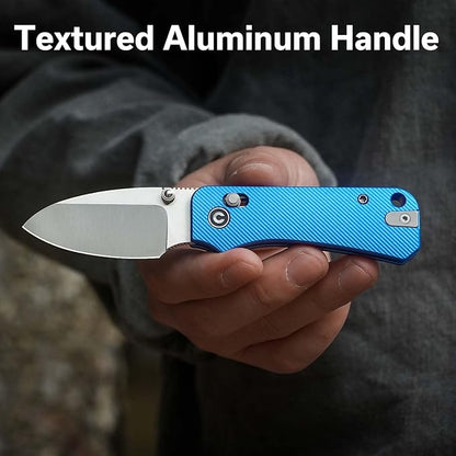 CIVIVI Small Pocket Knife for EDC, Baby Banter 2 Crossbar Lock folding Knife with 2.34" Nitro-V Blade Aluminum Handle, Titanium Thumb Stud Opener C23074-1