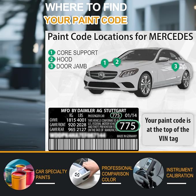 Car Touch Up Paint(149/9149 Polar White) for Mercedes-Benz, Color Accurate Car Scratch Repair Remover Pen,Auto Paint Quick and Easy to fix vehicle Chips and Nicks Scuff