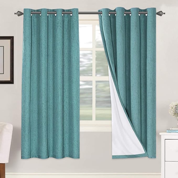 H.VERSAILTEX Linen Blackout Curtains 72 Inches Long 100% Absolutely Blackout