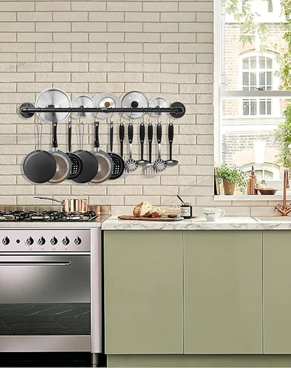 Industrail Pipe Pot Pan Rack, Wall mount Pot hangers Pan Haniging Rail Lid