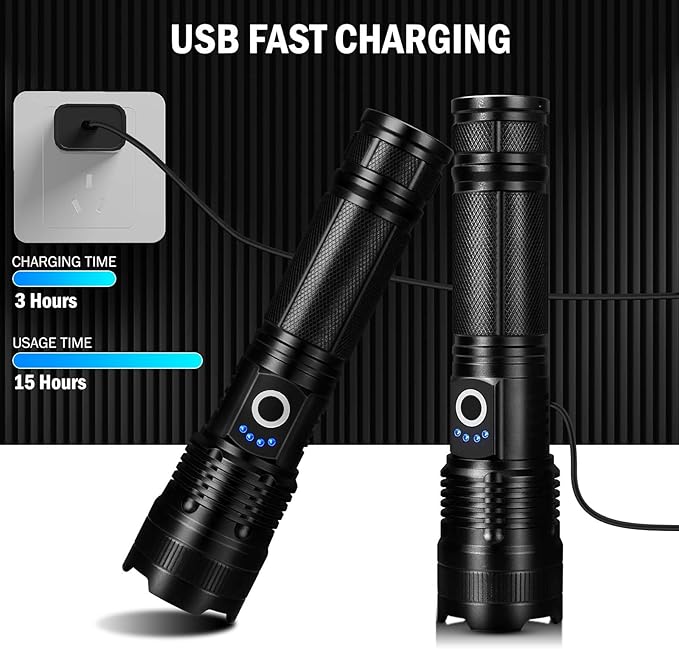 Led Flashlights High Lumens Rechargeable 2 Pack, 99000 Lumen Super Bright Fashlight with 5000ɱAh ?attery, Waterproof Powerful Flash Light Multifunctional Flashlights for Home Camping Hiking