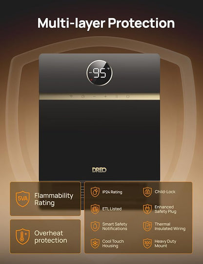 DREO Smart Wall Heater, IP24 Electric PTC Space Heater