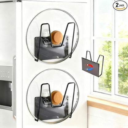 Magnetic Pot Lid Holder for Refrigerator, 2 Pack Strong Magnetic Pot Lid