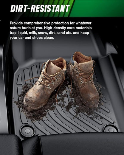 VIWIK Floor Mats Compatible for Ford F150 2015-2025 SuperCrew/Crew Cab for Ford F150 Car Mats All Weather Protection Custom Full Set Include 1st and 2nd Row, Automotive Floor Liner TPE Black 3PCS