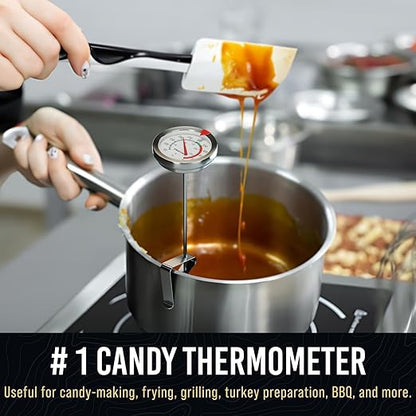 Candy Thermometer with Pot Clip - Deep Fry Oil Thermometer for Frying and Candle Making